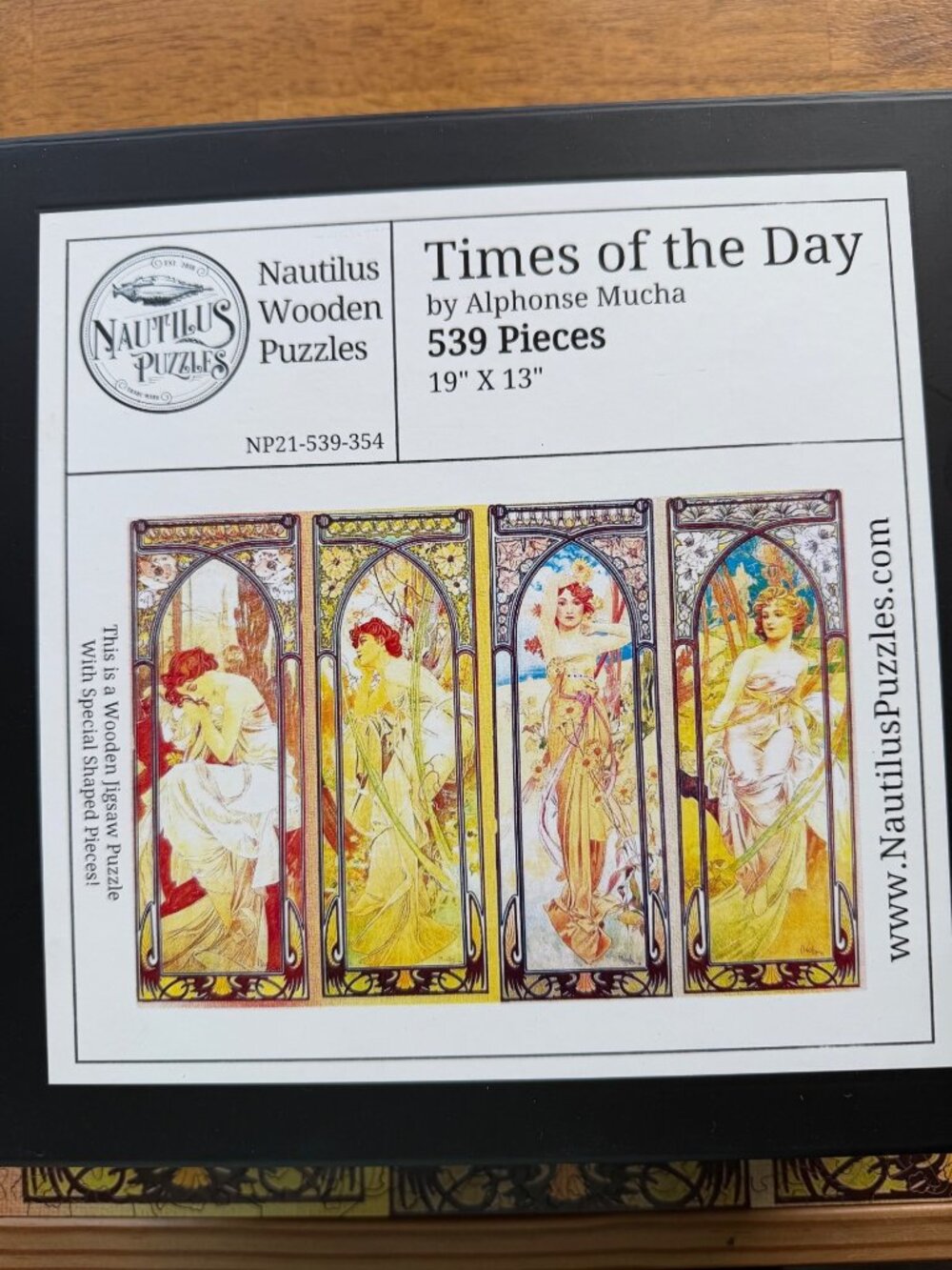 Nautilus Wooden Puzzle Times of the Day by Alphonse Mucha 539 Pieces Complete